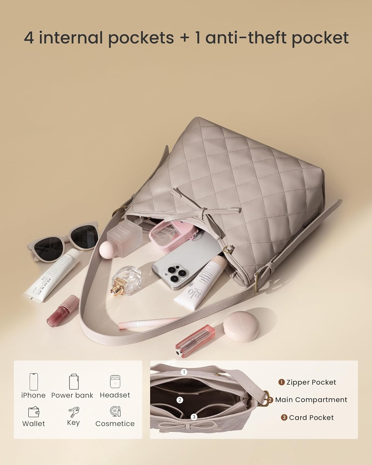 LOVEVOOK Purses for Women Soft Leather Hobo Handbags Quilted Crossbody Bag Designer Carteras Para Mujer Bucket Purse - Image 4