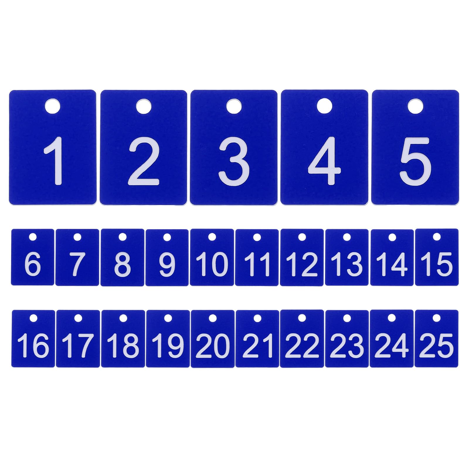 PATIKIL 25PCS Rectangle Number Tags 1-25, 3x4CM Number Key Tags Plastic Numbered with Hole for Organizer Drawing Prizes Field Sales Clothes Labels,