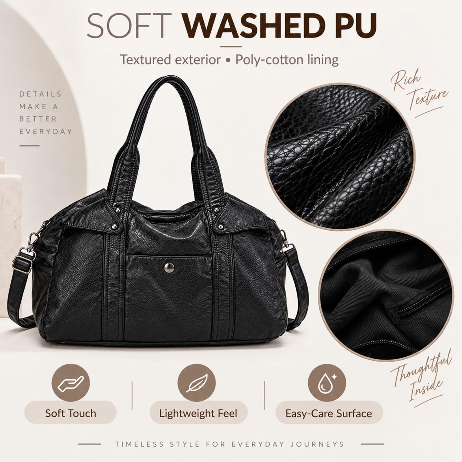 Bolso Mujer Grande, Vintage City Bag Y2K de Cuero PU, Tote Bag Hobo