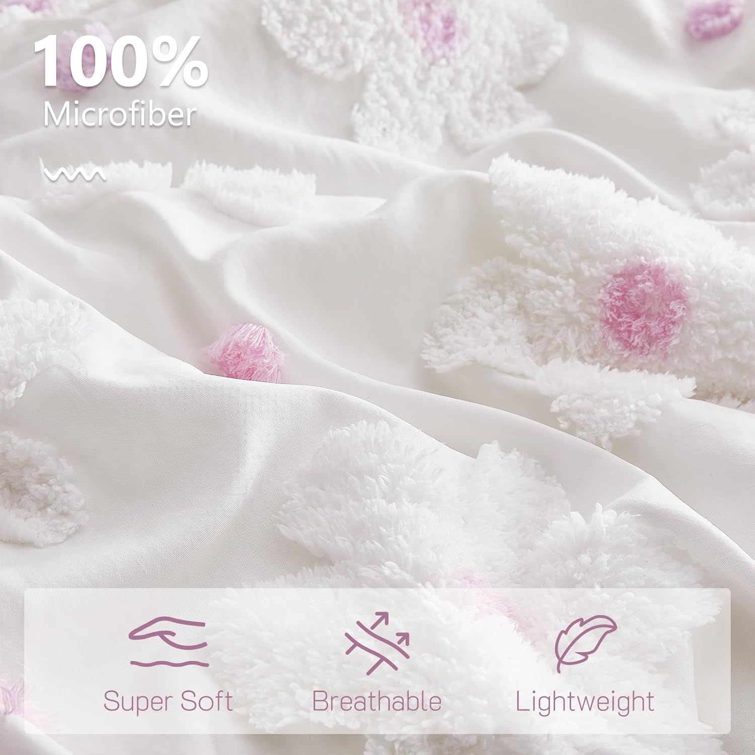Full Size Comforter Set for Girls 3 Pieces Pink Purple Tufted Daisies Flowers Bedding Set Bed in A Bag Cute Floral Comforter Set for Kids, Lightweight Full Bed Set for Kids Teen Girls Women | Full Size Comforter, Comforter for Girls, Purple Bedding Set, Full Size Bed Set, Flowers Comforter, Teen Girls Bed Set