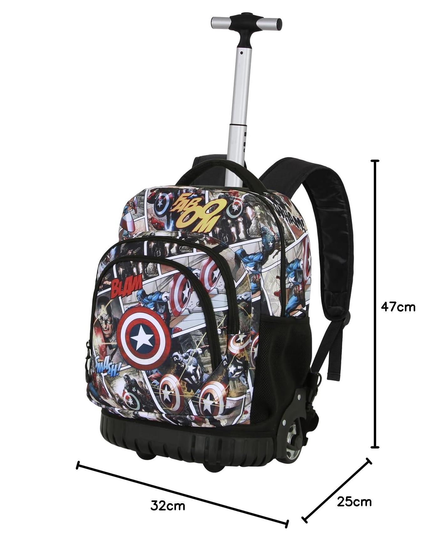 Marvel Capitán América Comic-Mochila Trolley GTS FAN, Multicolor, 32 x 47 cm, Capacidad 30 L