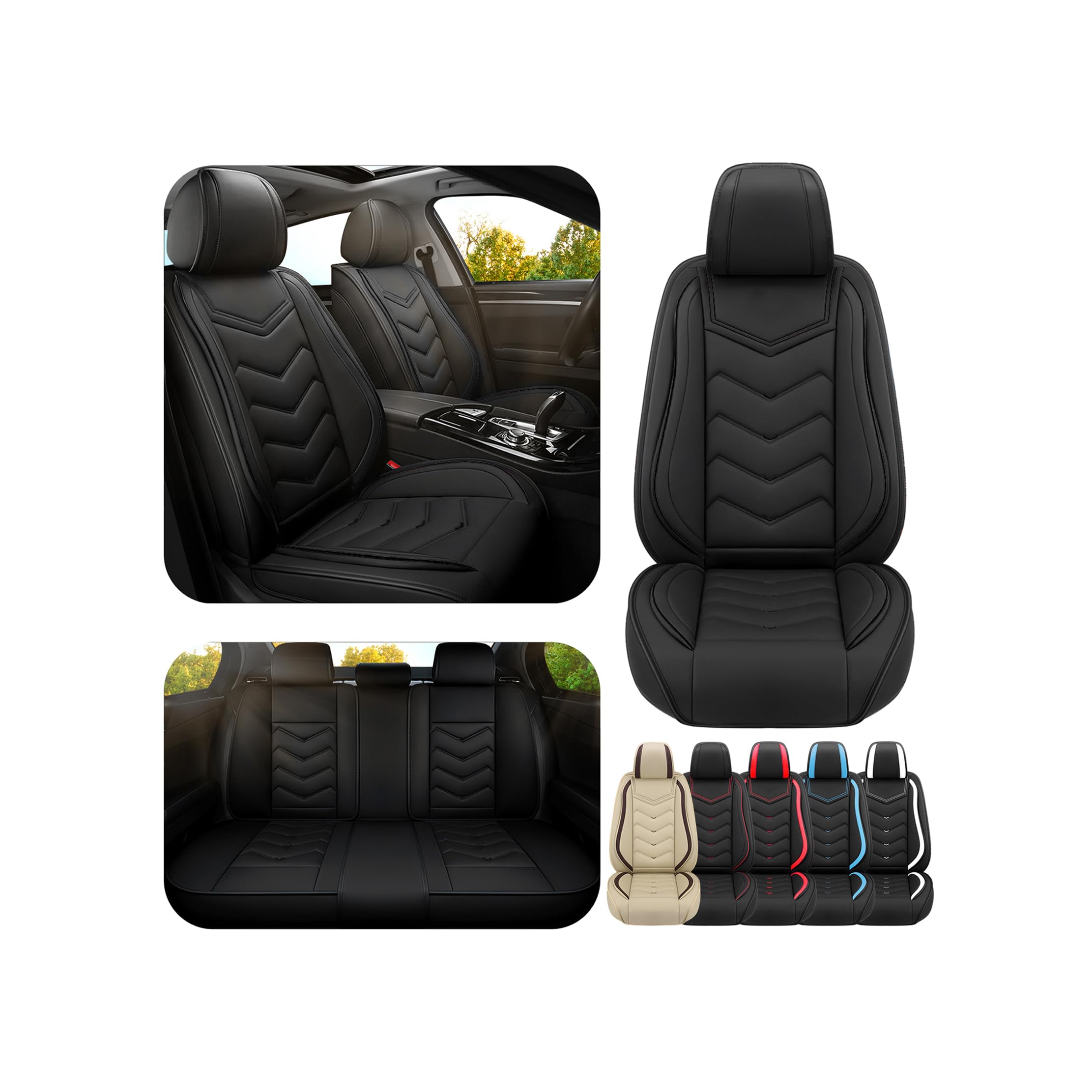 Car Seat Covers for Mitsubishi Eclipse Cross 2018-2025, Premium Nappa Leather Car Seat Cover, Stylish Sport Seat Covers， Automobile Seat Cover Sets.(Standard 5 Seats/Pure Black)