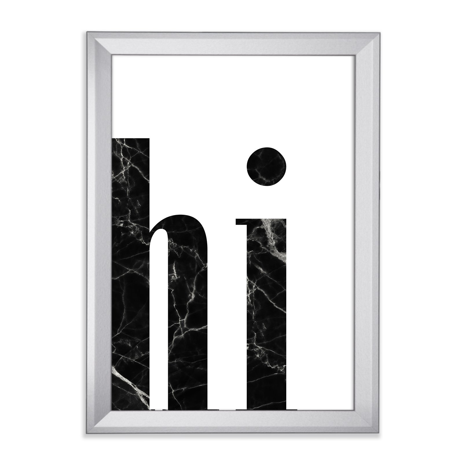hi 2 - Lámina decorativa (30 x 40 cm, con marco de fotos, color plateado y brillante)