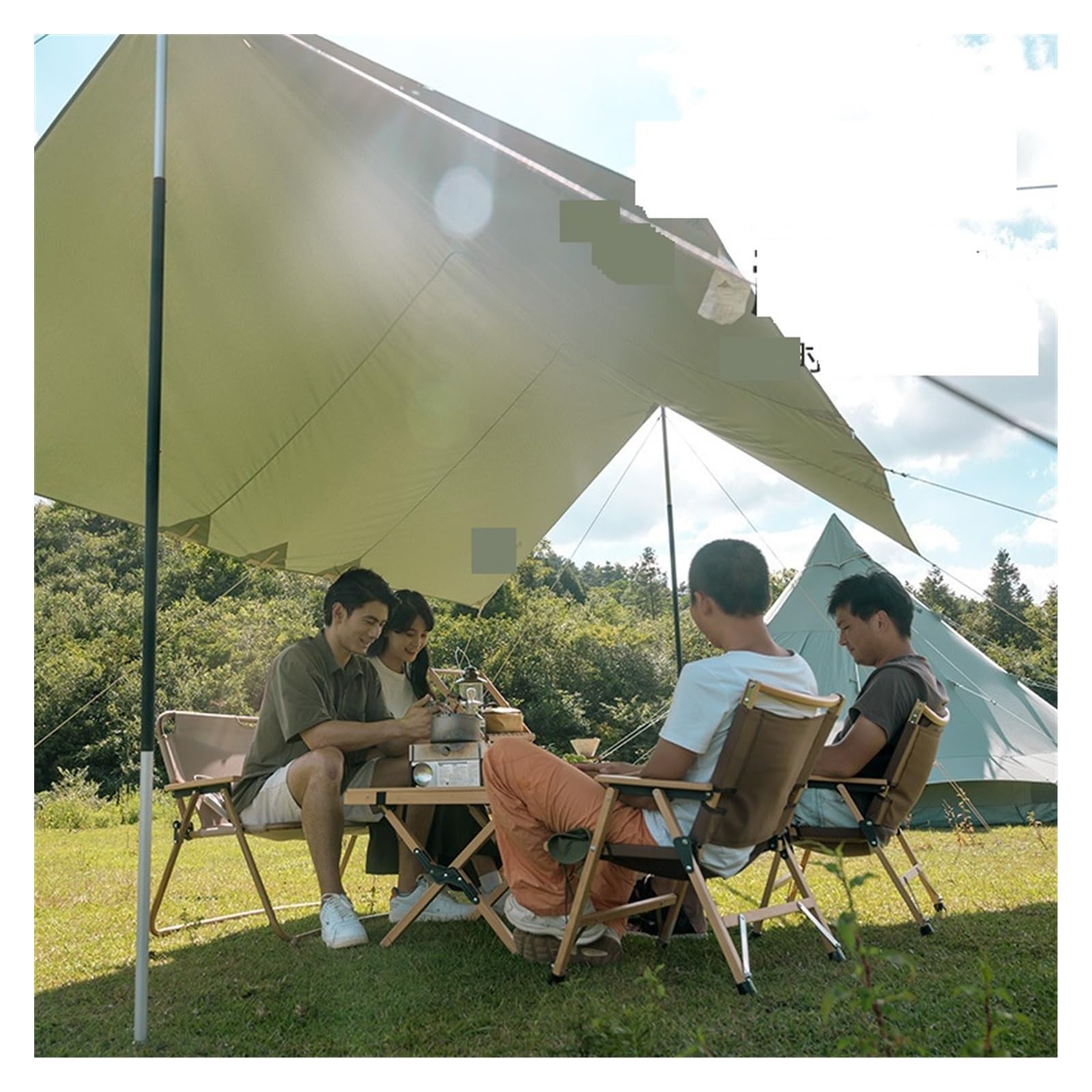 Katoen Vierkant Hemelgordijn Outdoor Zonnebrandcrème Luifel Camping Tent Luifel Grote Ruimte Hemel Gordijn for 6-8 Persoon,Kampeer Tent Sport & outdoor