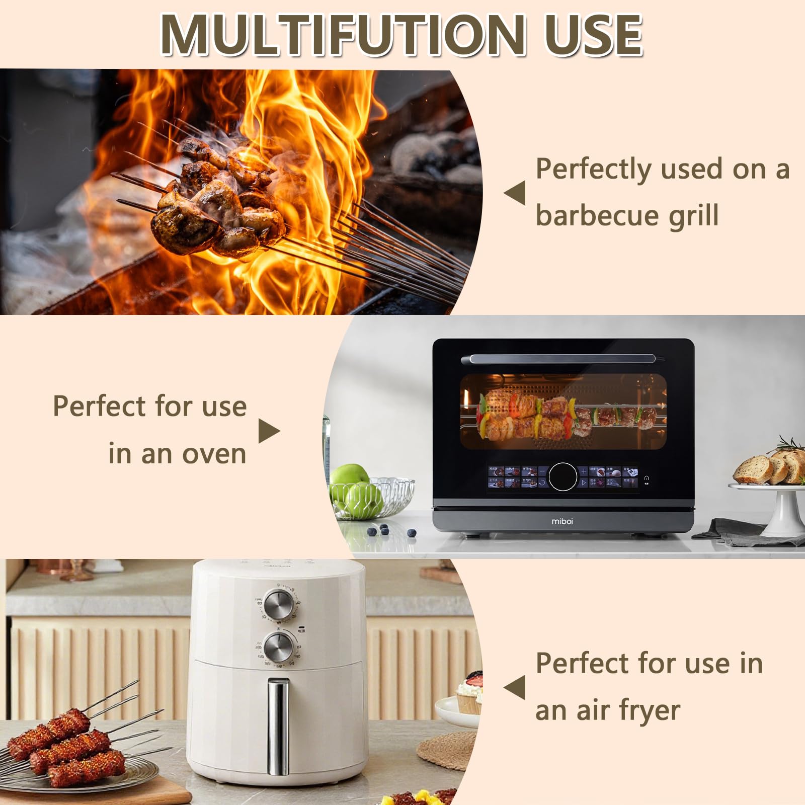 Brochettes pour Barbecue 20 Pièces en Acier Inoxydable 25 cm Réutilisables