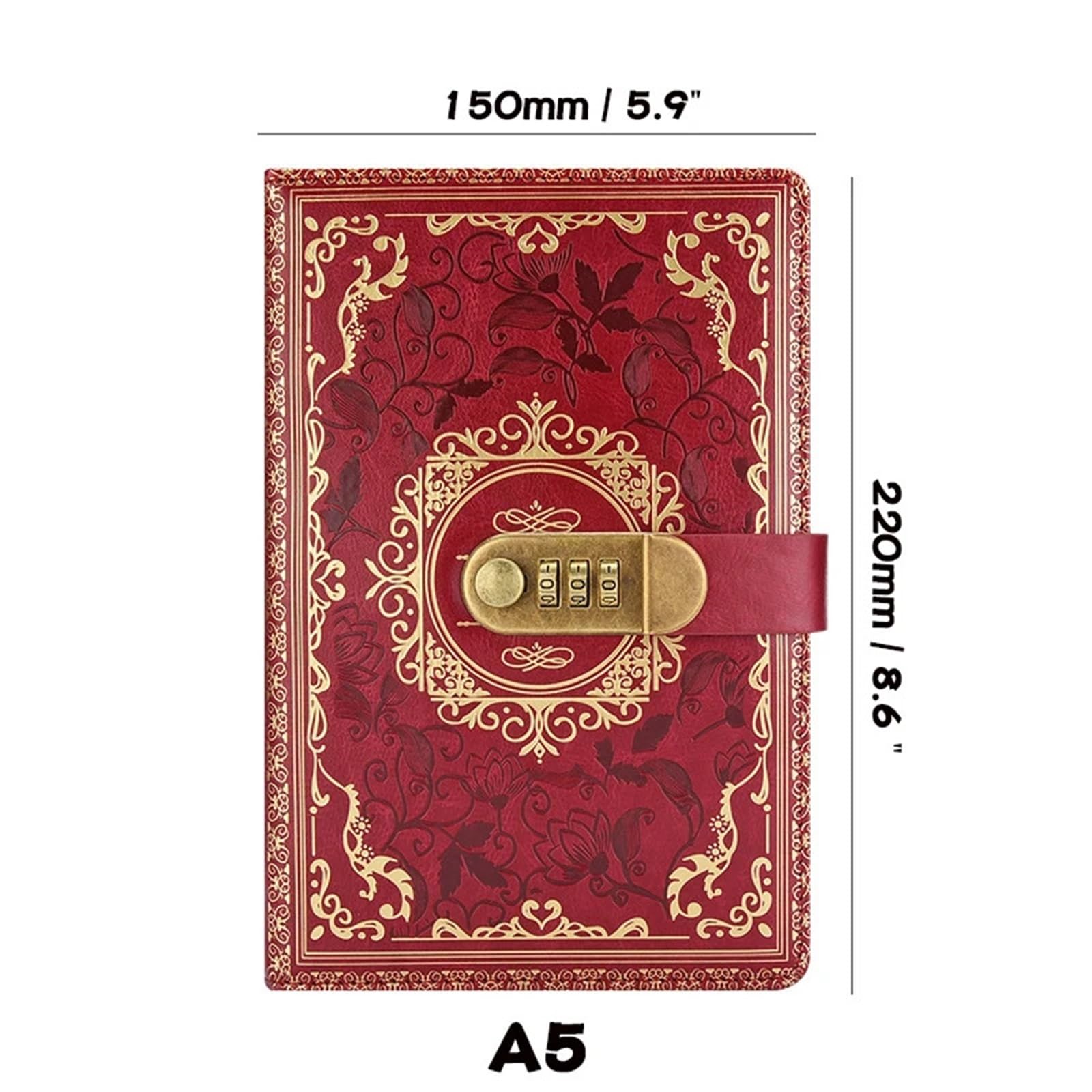 Tagebuch Mit Schloss Retro Digitales Passwort-Notizbuch Journal mit Schloss A5 Tagebuch for Männer und Frauen PU Leder Zahlenschloss Personen Privatsphäre(Purple)