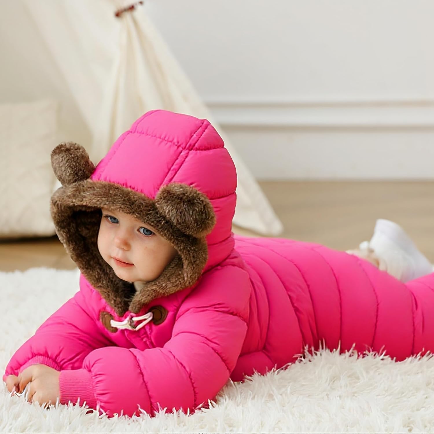 Belovecol Baby Boys Girls Snowsuit Toddler Snow Suit with Zipper Winter Warm Jumpsuit Coat for 3-24 Months