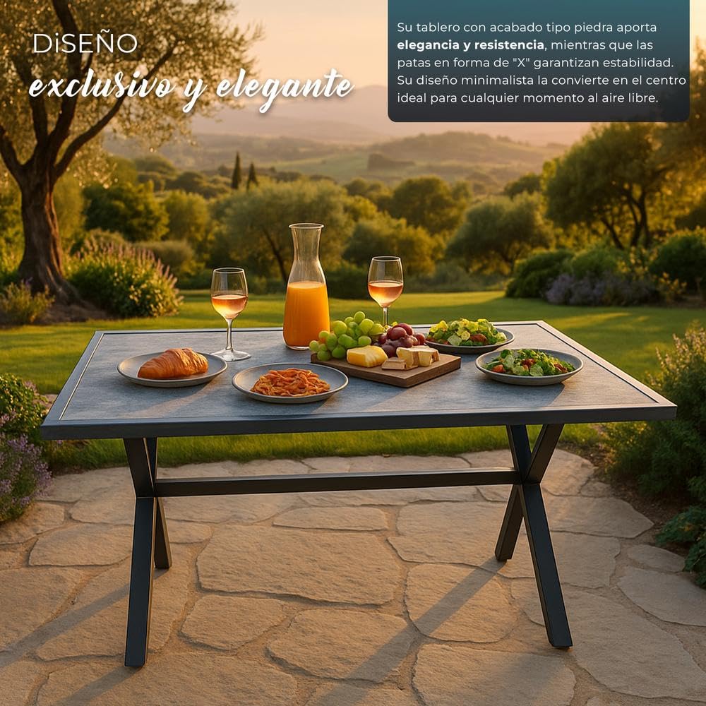 YOEVU - Conjunto de Jardín 7 Plazas | Aluminio Resistente al Óxido | Sofá Esquinero Modular | Cojines Desenfundables | Mesa Amplia y Funcional, Extra Grande (Gris)