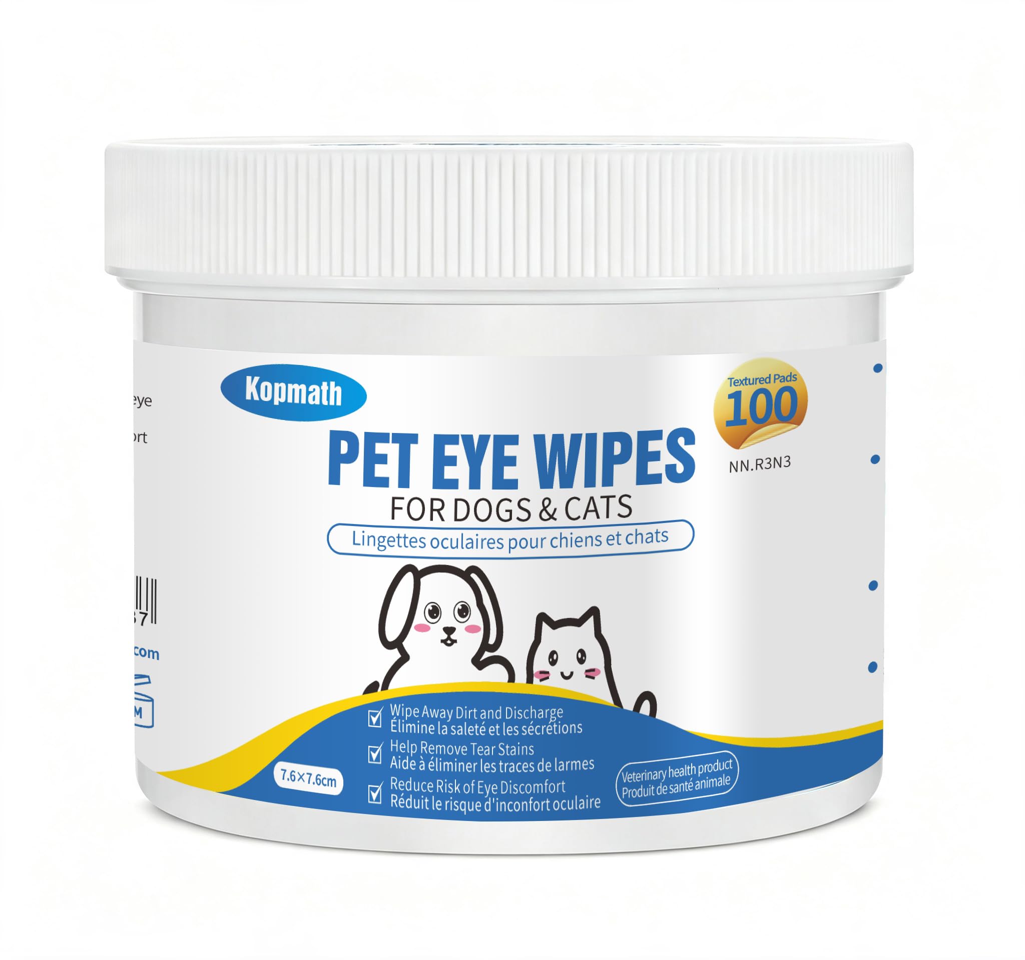 Dog Eye Wipes, Tear Stain Wipes for Dogs, Big &amp; Thick Cat Eye Wipes for Dogs, Mild Ingredient,Texturized &amp; Presoaked Pet Eye Cleaner Pad for Discharge Crust Booger,100 Ct,Unscented