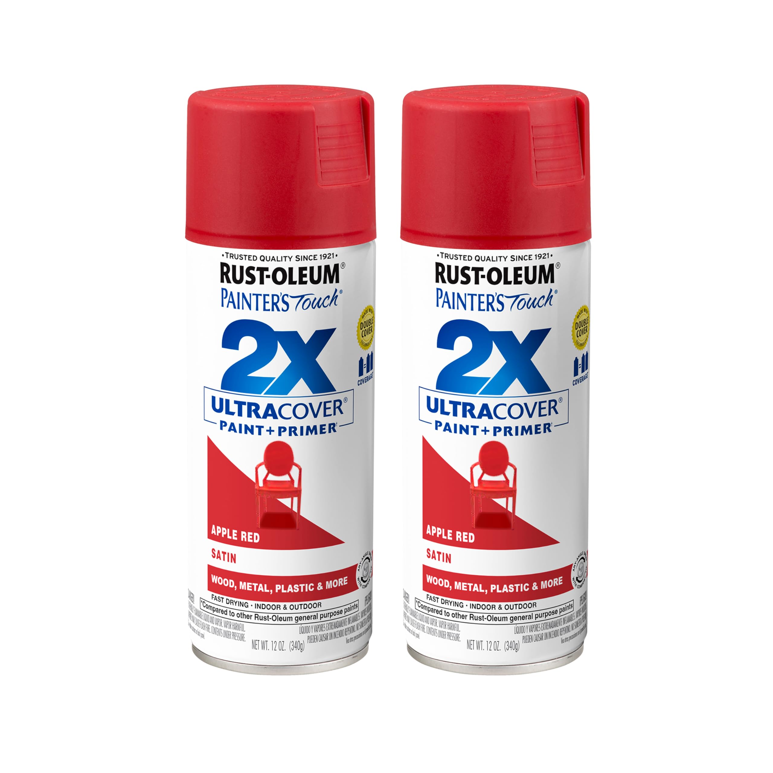 Rust-Oleum Painter's Touch 2X Ultra Cover Spray Paint, Satin Apple Red
