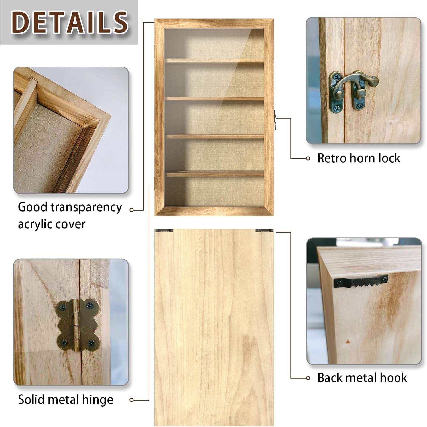16x9 Extra Deep Shadow Box Display Case with 4 Removable Shelves Large Wooden Shadow Box Frame for Figurines & Collectibles Deep Shadow Box with Magnetic Front Loading Door