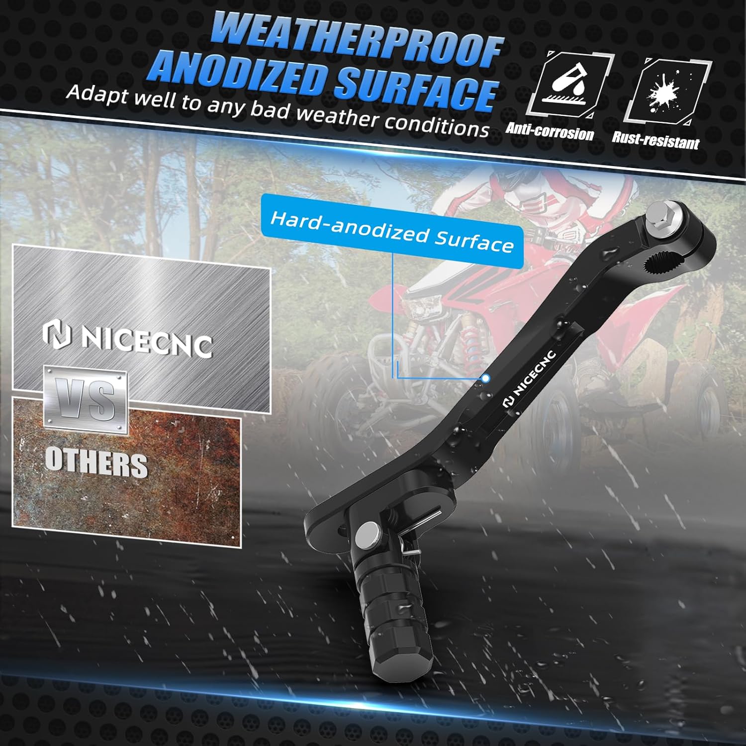 NICECNC Motorcycle Folding Shifter Shift Lever Compatible with Honda TRX450R 2006 2007 2008 2009,TRX450ER 2006-2011 2012 2013 2014,Replacement for 24700-HP1-305(Black)