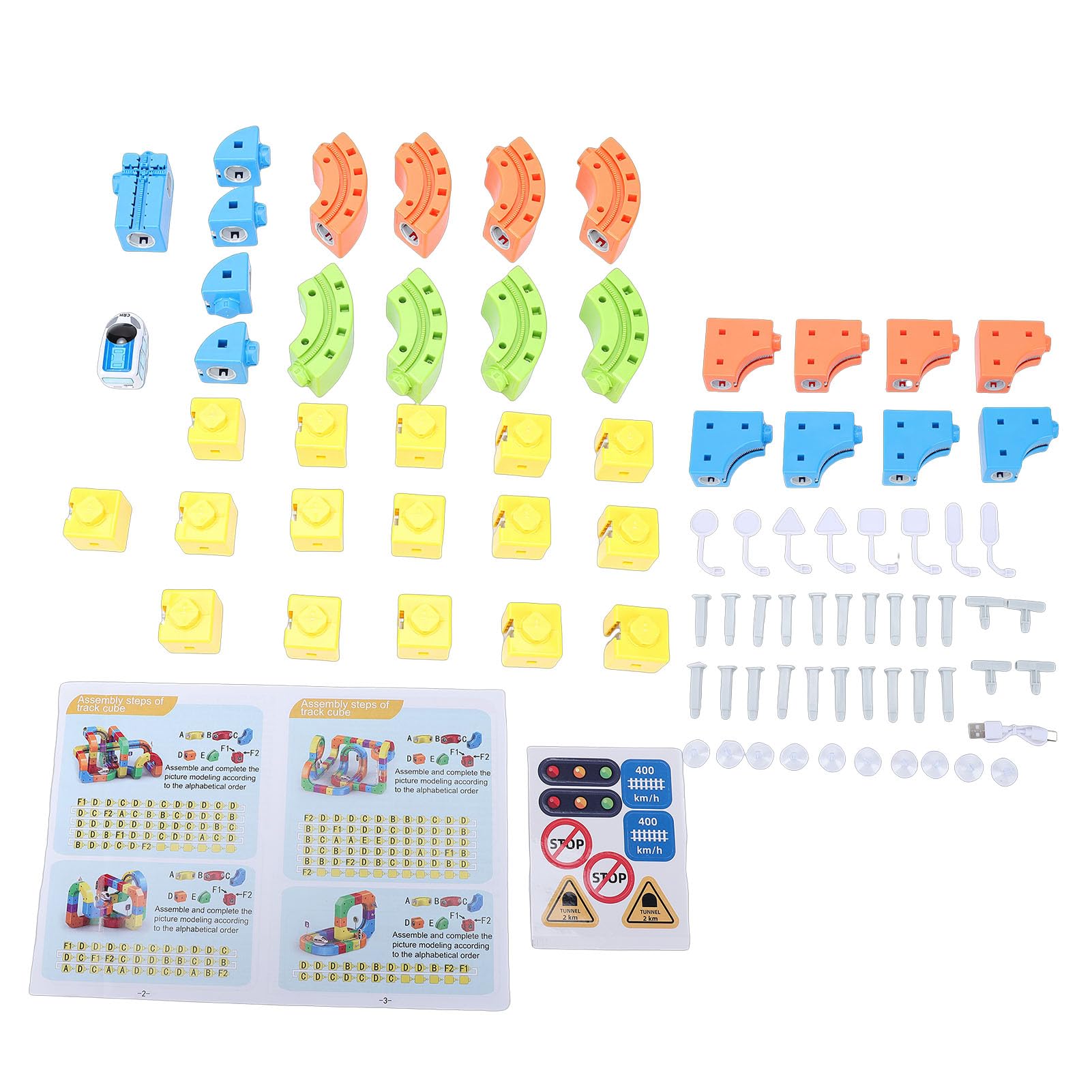 Set di Treni Elettrici 3D da 81 Pezzi con di Binari Modulari per L'apprendimento STEM e Avventure Ricche di Azione