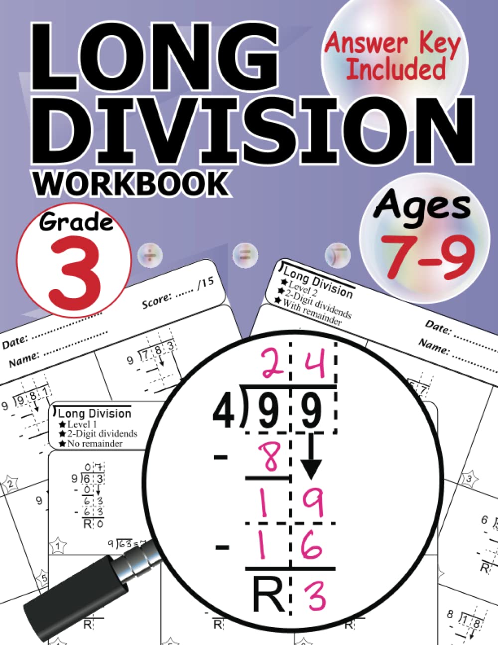 Amazon | Long Division Workbook Grade 3: Two Digit Long Division With ...