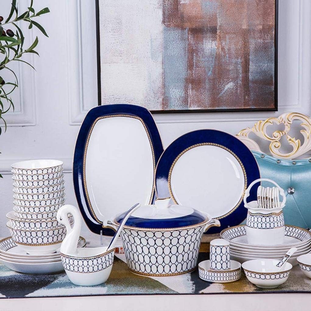 Amazon｜ブルーストライプ柄食器60点セット｜カレー・パスタ皿