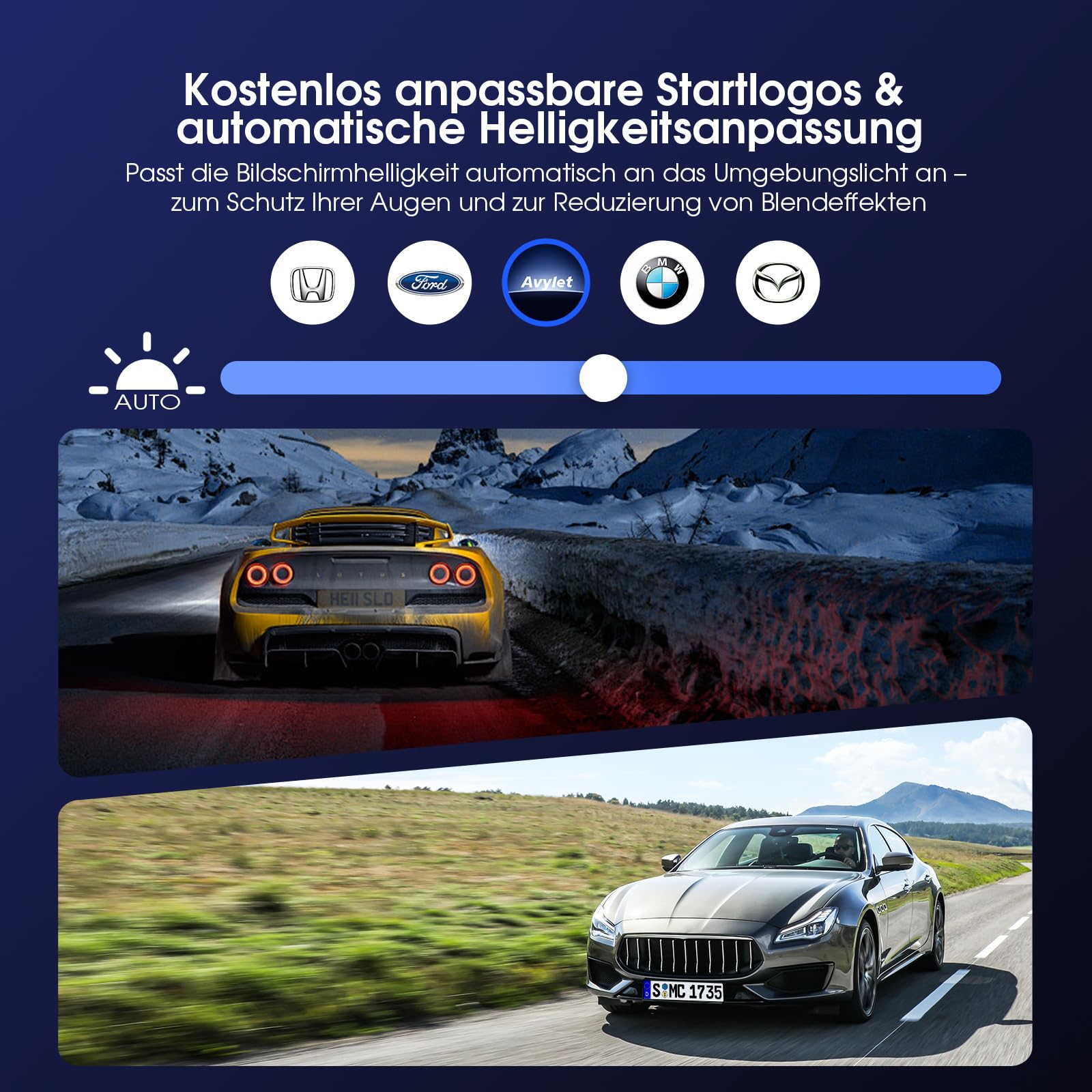Avylet 10,26" 60FPS CarPlay Display mit 4K/1080P 3-Kanal-Videoaufnahme, kompatibel mit Apple CarPlay/Android Auto, 64GB Karte, OTA-Updates, GPS, Mirror Link, Sprachsteuerung, Bluetooth/AUX/FM