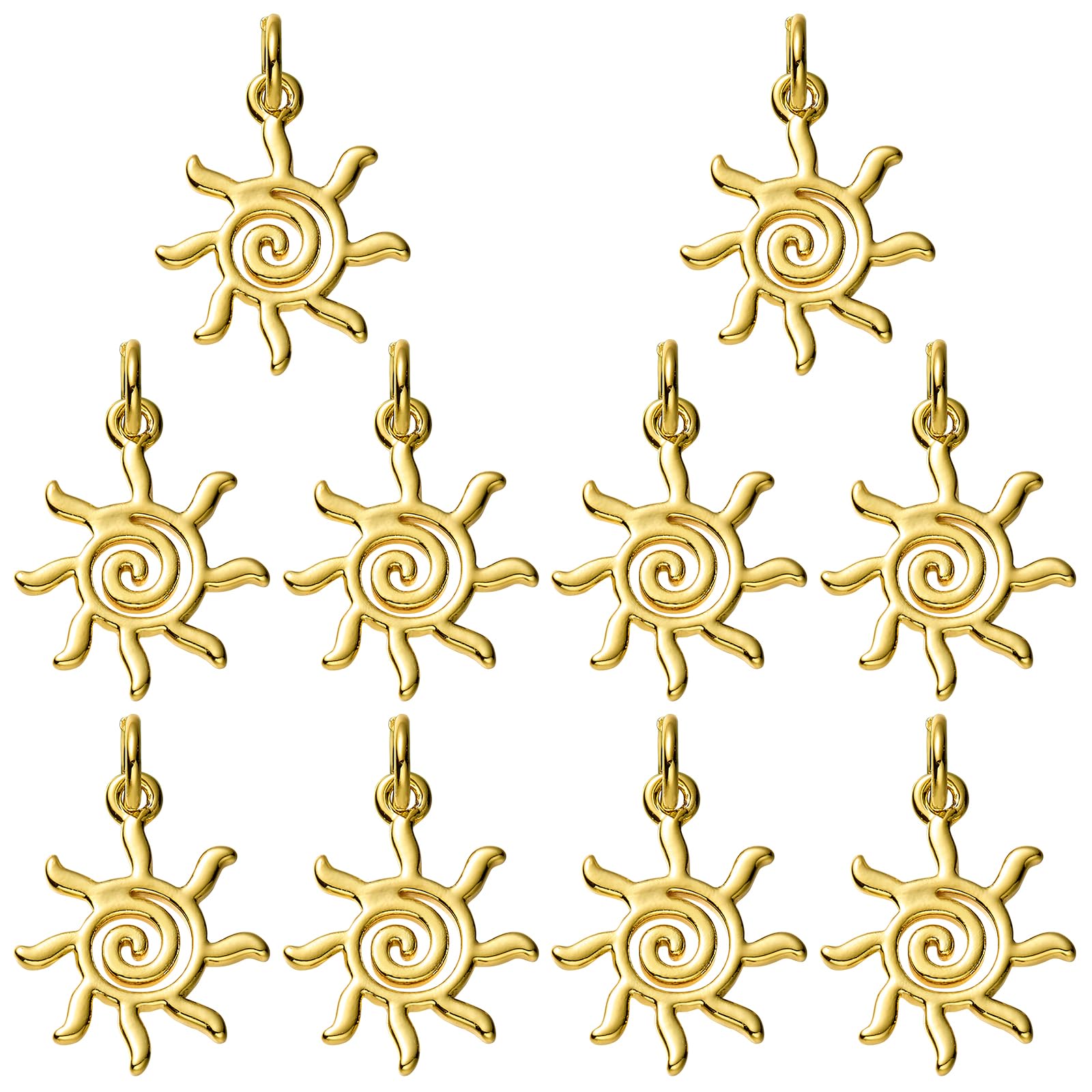 COGCHARGER Gold Sun Charms for Jewellery Making, 10Pcs