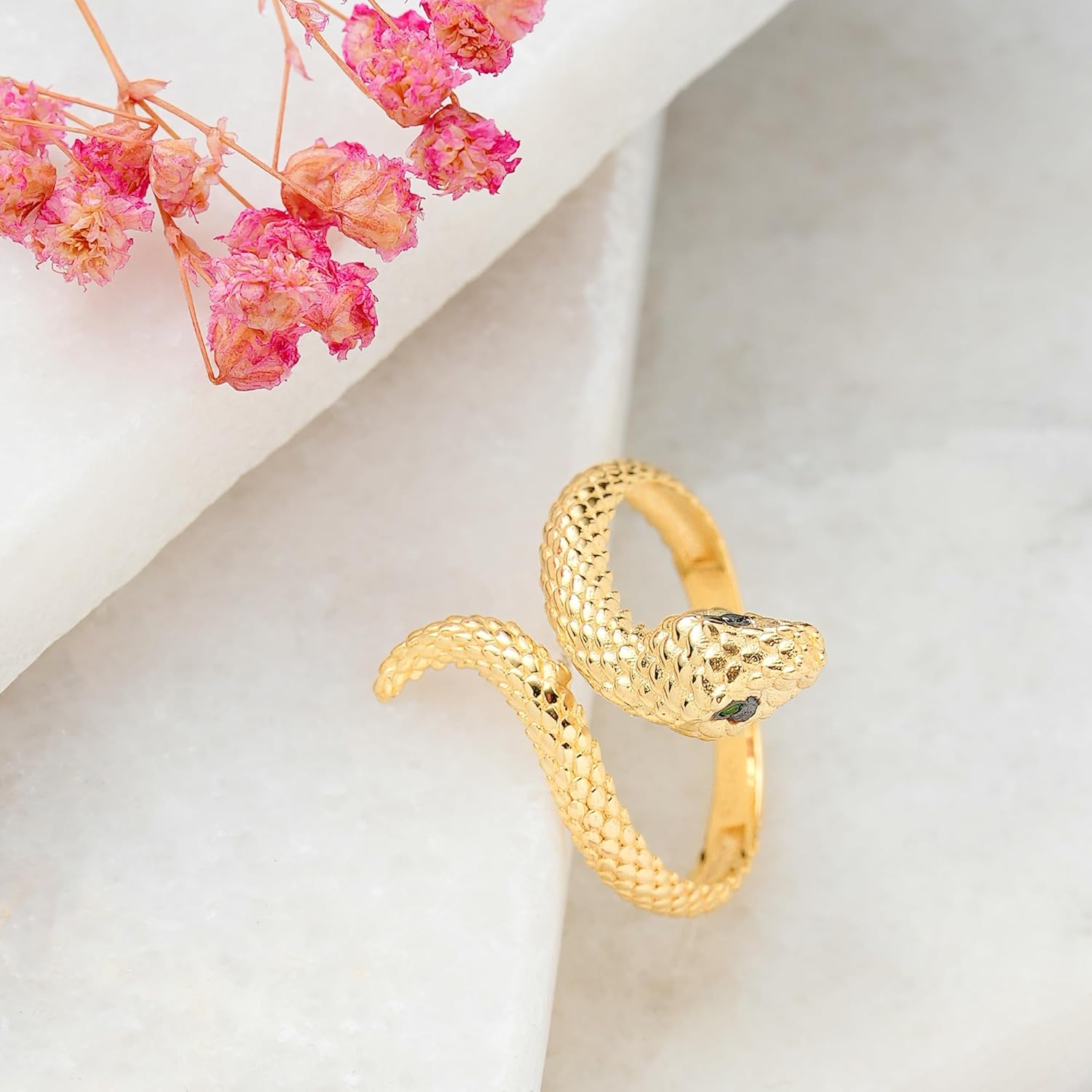 Snake Ring, 14K Solid Gold Animal Ring, Dainty initial Snake Ring, Minimalist 14K Gold Snake Ring
