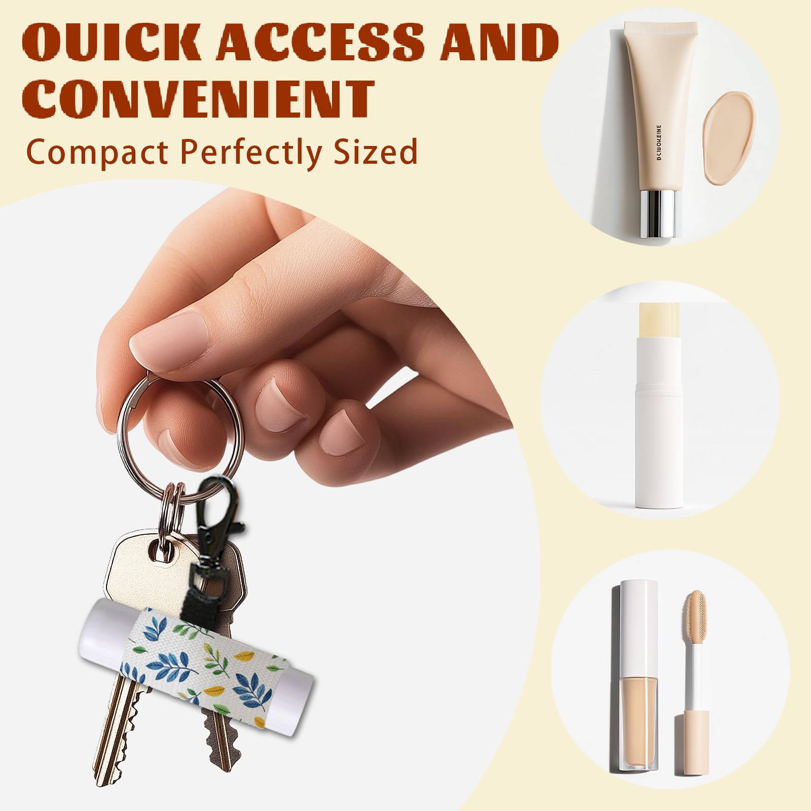 DELORIGIN 10pcs Plants Flowers Lip Balm Holder Keychain Leaves Lipstick Sleeves with Metel Clasp Chapstick Elastic Sleeves Lip Gloss Keychain Holder for Lip Balm Chap Stick Storage - Image 4