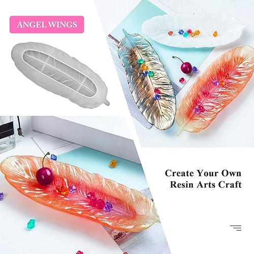 Miniatura 2 de Molde grande de silicona en forma de pluma de resina para fundición de resina epoxi, bandeja de silicona para manualidades para joyas, llaveros,