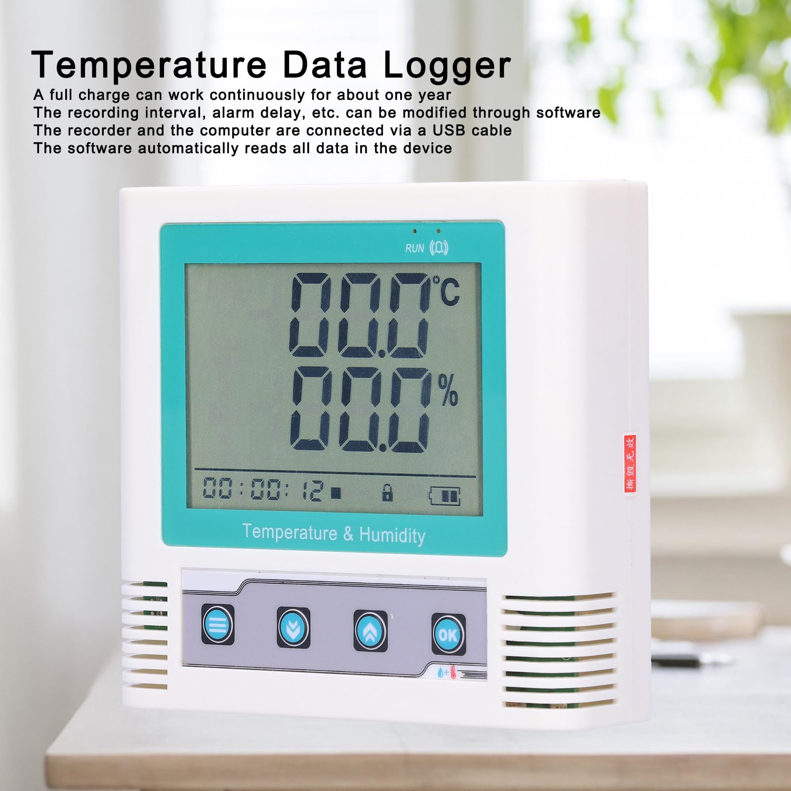 Registrador de datos de temperatura y humedad ZenithAur con precisión de ±0,2 ℃ y ±2% RH, memoria de 260.000 puntos, interfaz USB Registrador de temperatura en tiempo real para