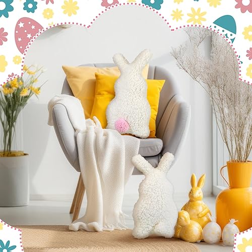 Miniatura 6 de 2 almohadas de Pascua con forma de cola de conejo blanco con forma de conejo para abrazar, decoración para Pascua, cumpleaños, dormitorio, sofá,