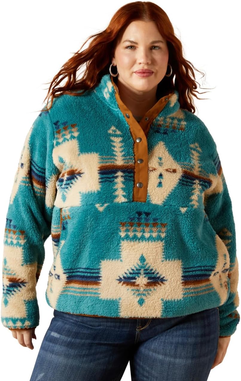 ARIAT womens Berber Snap Front Sweatshirt - Image 5