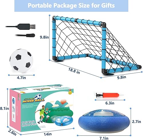 Miniatura 7 de BaLaM Hover - Pelota de fútbol para niños de 3 a 8 años, regalos de cumpleaños de Navidad para niños de 3, 4, 5, 6, 7, 8, con 2 objetivos y redes,