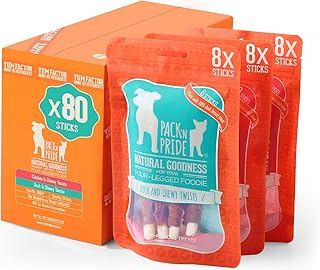 PACK\\\'N PRIDE Dog Treats, 10 Pack*90g (900g) Dog Chews, Ch