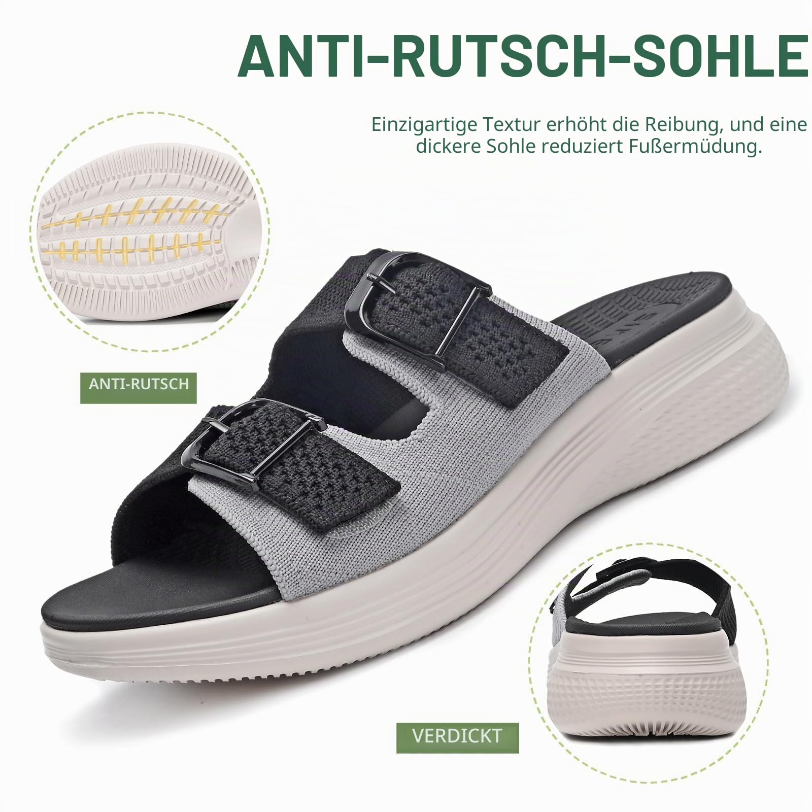 Sandalen Damen Sommer Bequem Orthopädische Pantoletten Damen Leicht Outdoorsandale mit Verstellbare Riemen Gr.36-42