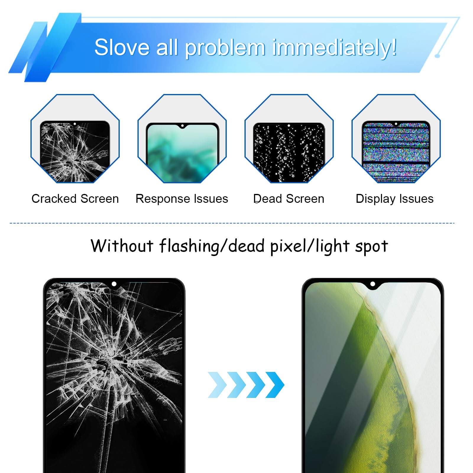 Dinow - Pantalla para Samsung Galaxy A23 5G SM-A236U, SM-A236U1, SM-A236B, SM-A236B/DS, SM-A236B/DSN, SM-A236E Full LCD Touch para Samsung Galaxy A23 Display (con herramienta de reparación)