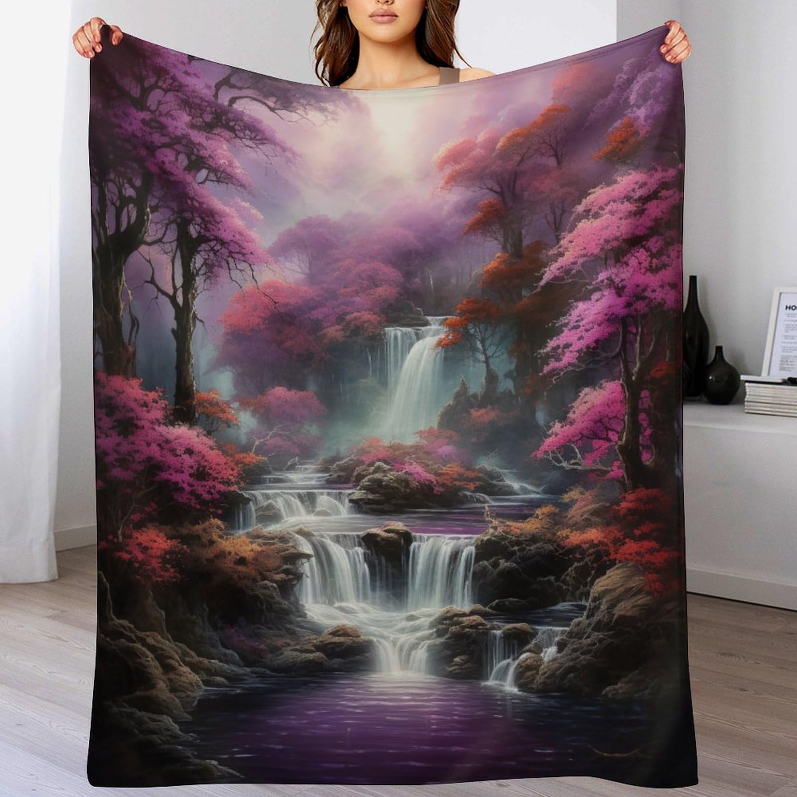 Couverture polaire cascade de la jungle plaid facile à entretenir pour canapé propre