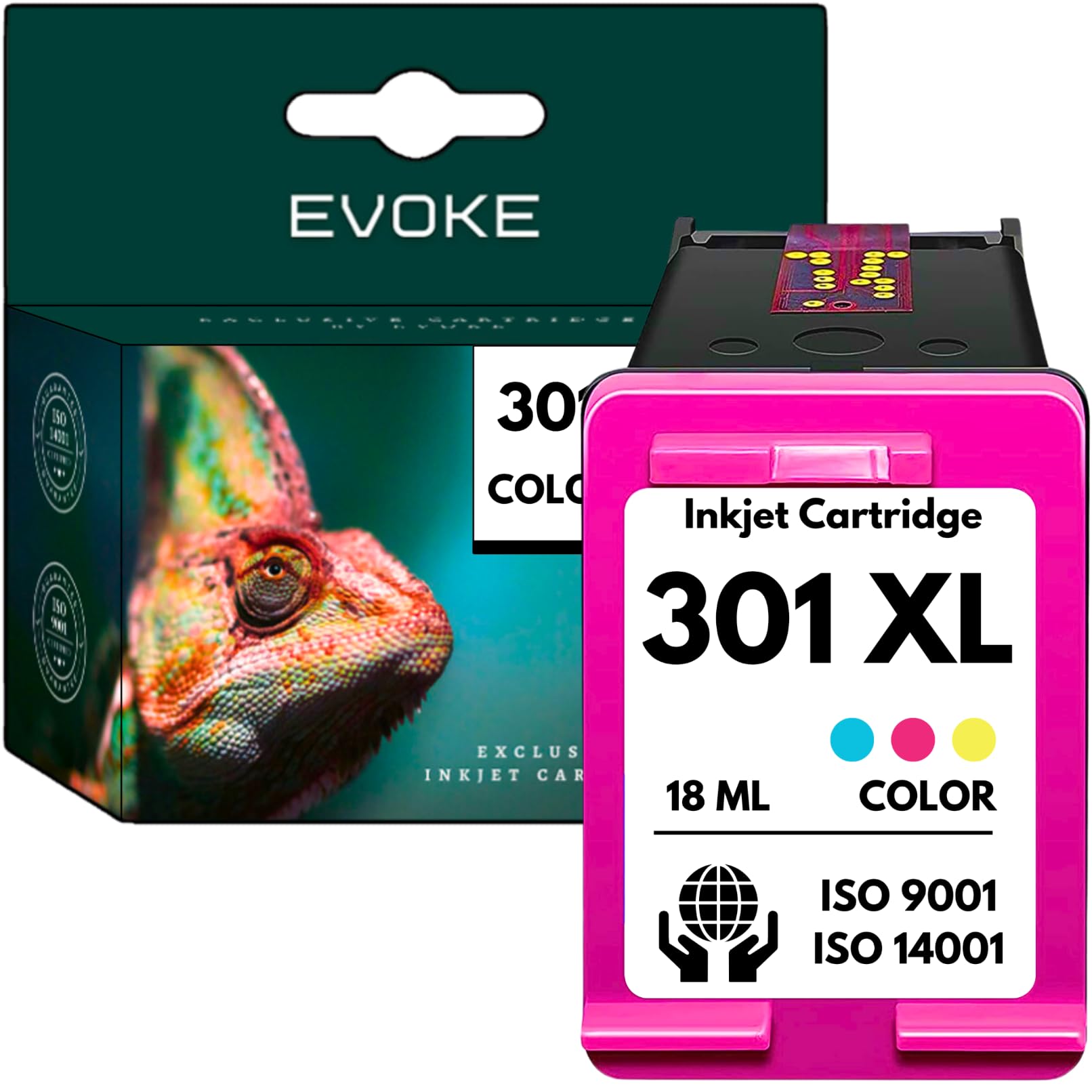 EVOKE 301 XL Tusz Kompatybilny z HP Deskjet 2540 1000 1050 1510 2050 3050 Envy 4504 4500 Trójkolorowy 1000 Stron 18 ml