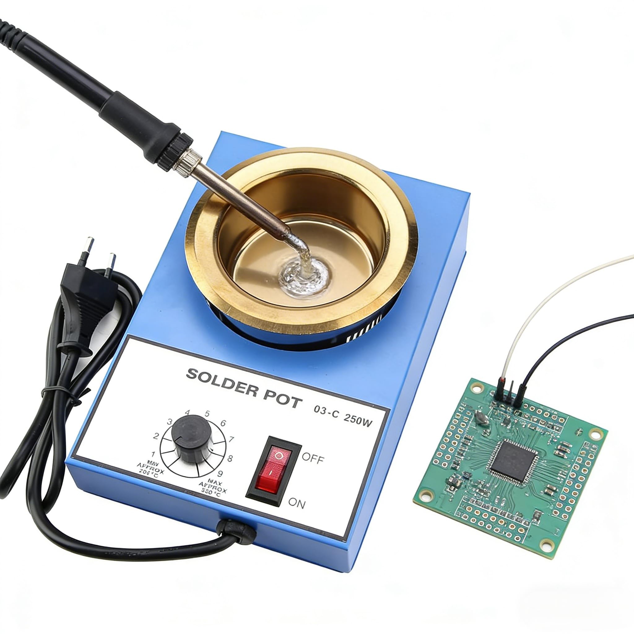 Vaso per saldatura, bagno dissaldante per vaso di saldatura 220 V 100 mm con capacità di 800 g 1200 g per bagno di saldatura e saldatura (spina UE)(250W)