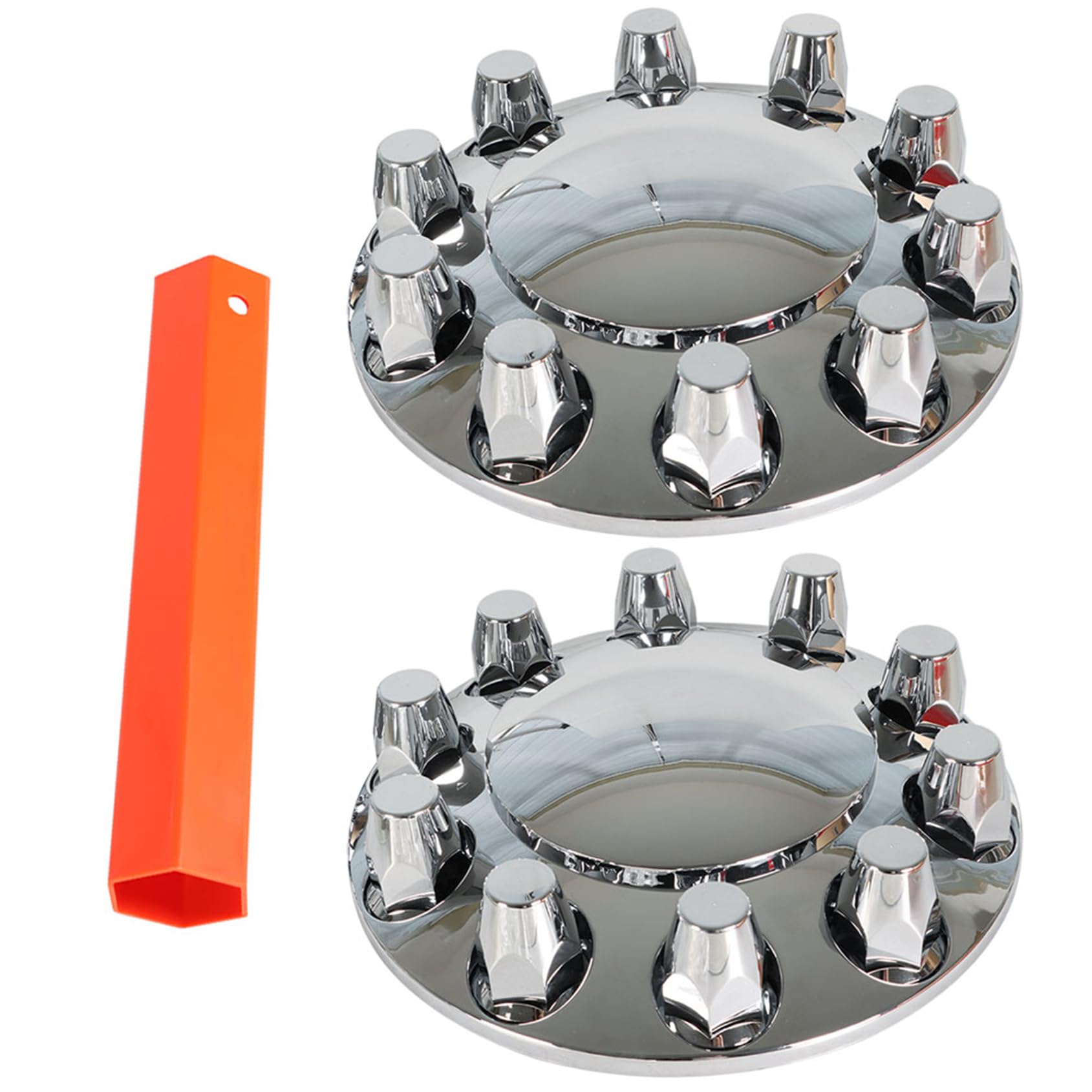 2PCS Front Wheel Covers Hub Axle Semi Plastic ABS Chrome Pair 33mm Nut Covers