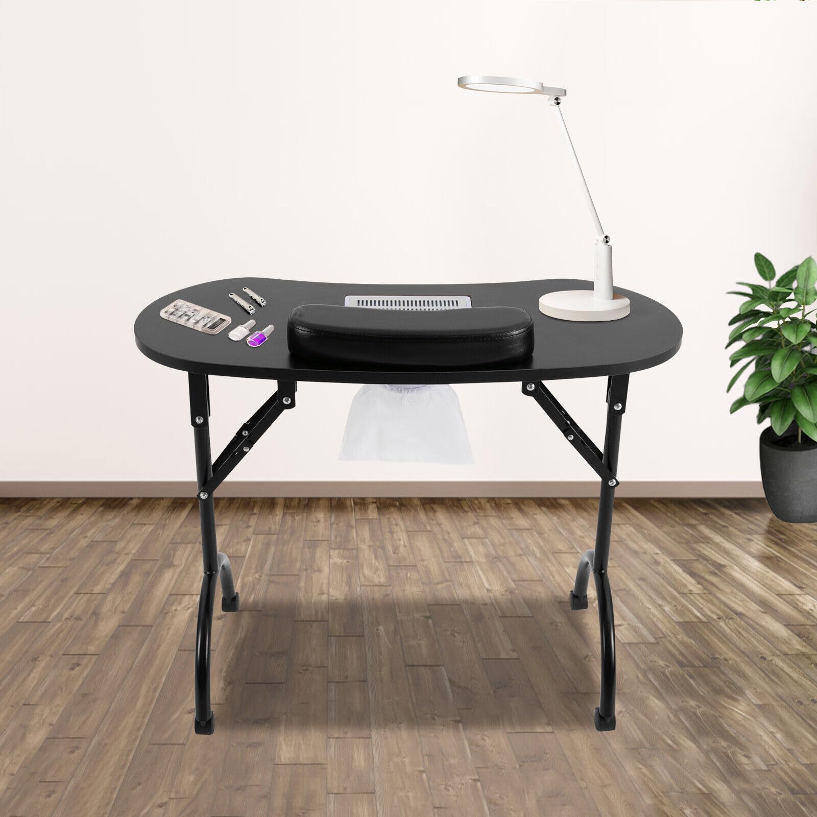 Set di manicure per unghie, tavolo per manicure con aspirazione, tavolo per manicure portatile, tavolo per manicure, tavolo pieghevole con aspirazione della polvere, per unghie, ruote e poggiapolsi