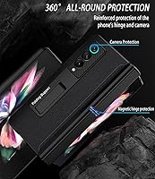 Vista 2 de for Samsung Galaxy Z Fold 3 Case with Pen Holder,Hinged Cover Built-in with Pen Slot,with Screen Protector&Adjustable Bracket,Leather Cover Case for