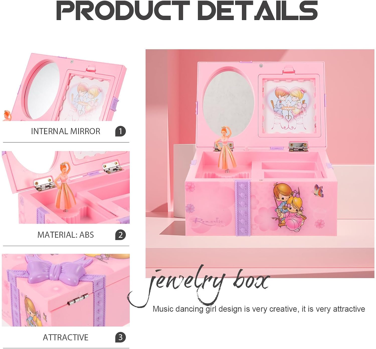 Jewelry Box Music for Women with Mirror Dancing Girl image 3