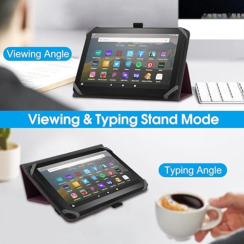 Miniatura 4 de HoYiXi Funda universal para tablet Fire HD 8 20202022 y Fire HD 8 Plus 20202022 de 7-8 pulgadas con folio y correa de mano para tableta Samsung