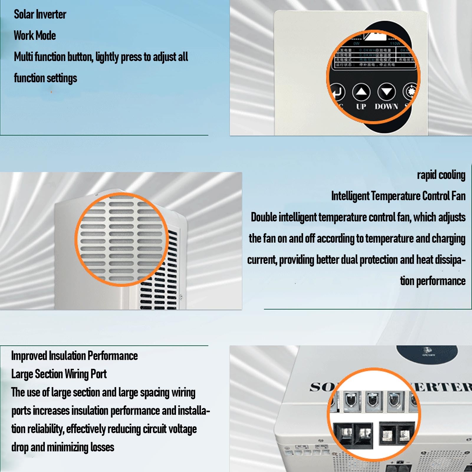Garosa Caricatore Inverter Solare A Onda Sinusoidale Pura da 1600 W in Metallo con Controller MPPT da 60 A, Perfetto per il di Energia Solare Domestico (24 V CC（SP2416）)
