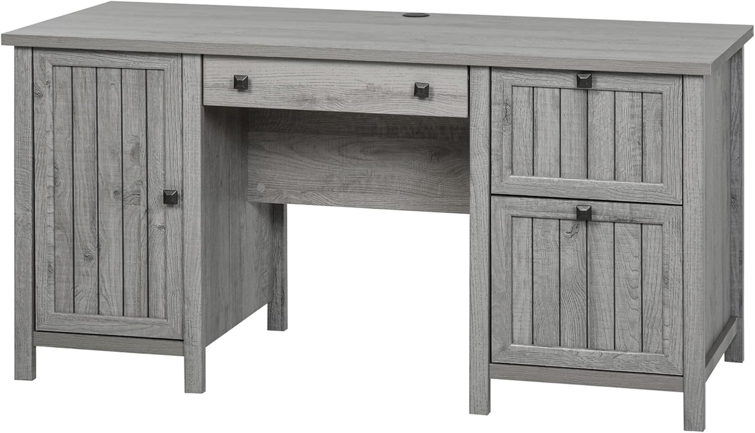 HOMCOM Vintage Gray Computer Desk with 3 Drawers, File Cabinet & Cable Management - 59" Home Office Workstation