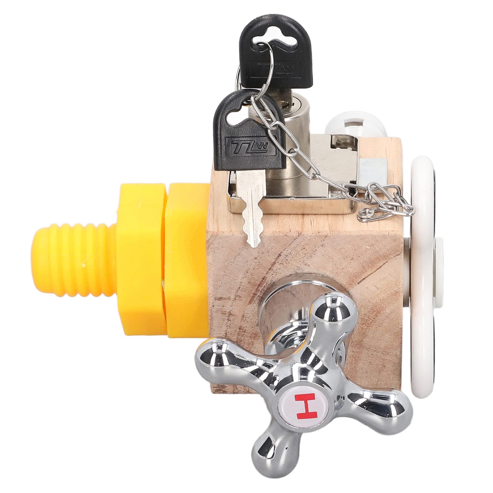 Akozon Montessori Busy Cube Aktivitätswürfel aus Holz, Sensorisches Spielzeug für Kleinkinder – Pädagogisches Lockpicking Busy Board – Frühes Lernen, Entwicklungsspaß für und Mädchen