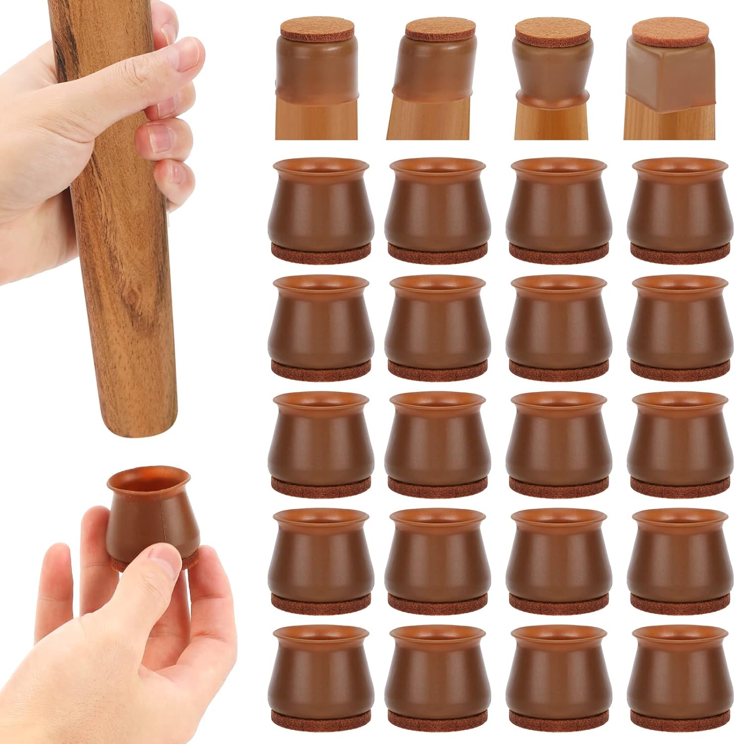 Chair Leg Covers 1.38” Felt Bottom Soft Silicone Chair Leg Floor