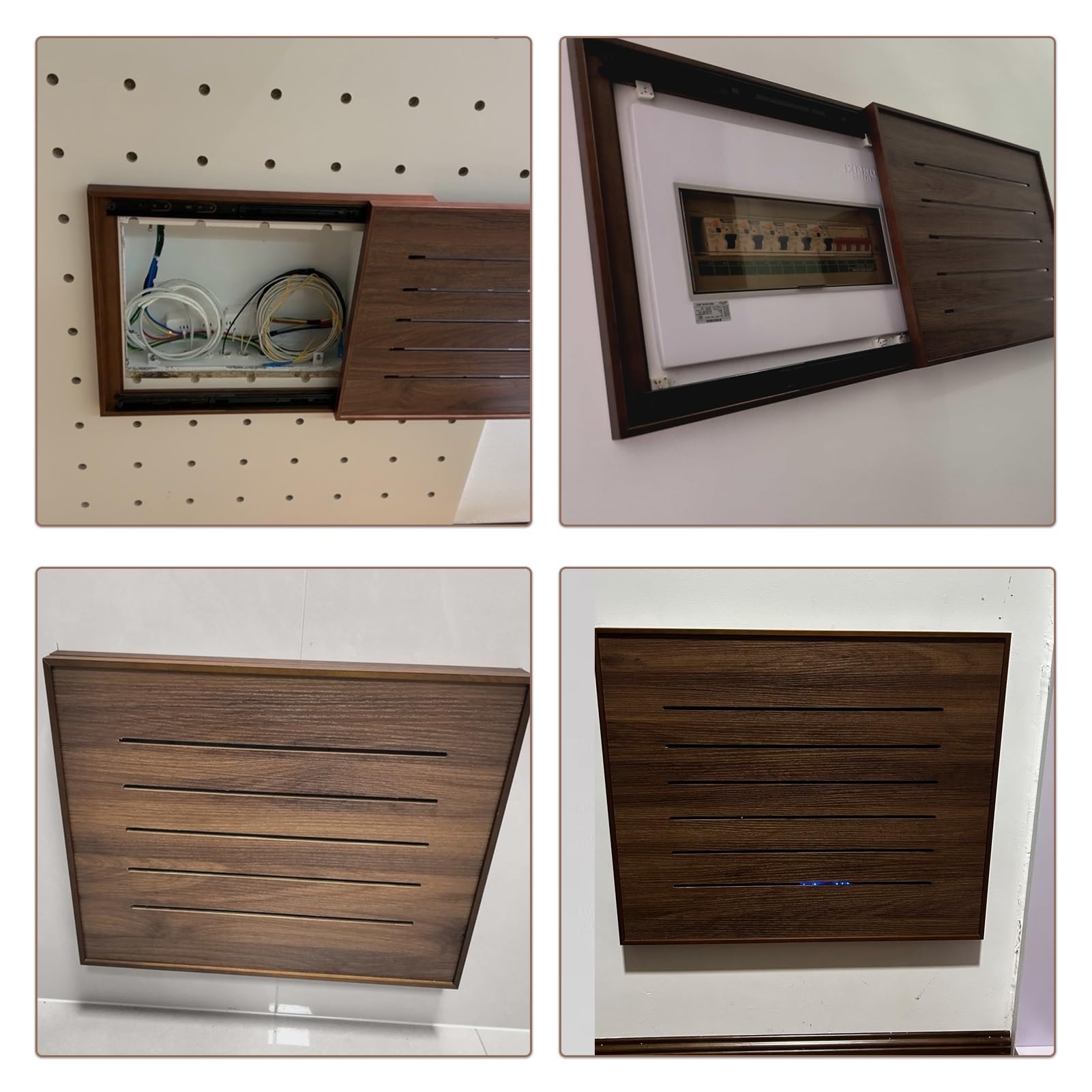 Copri Quadro Elettrico Coperchio per Quadro Elettrico, Copertura Decorativa Scatola Dei Fusibili, Pannello A Scomparsa Interruttori Automatici A Pressione.(Left Walnut,40x30cm/16x12in)
