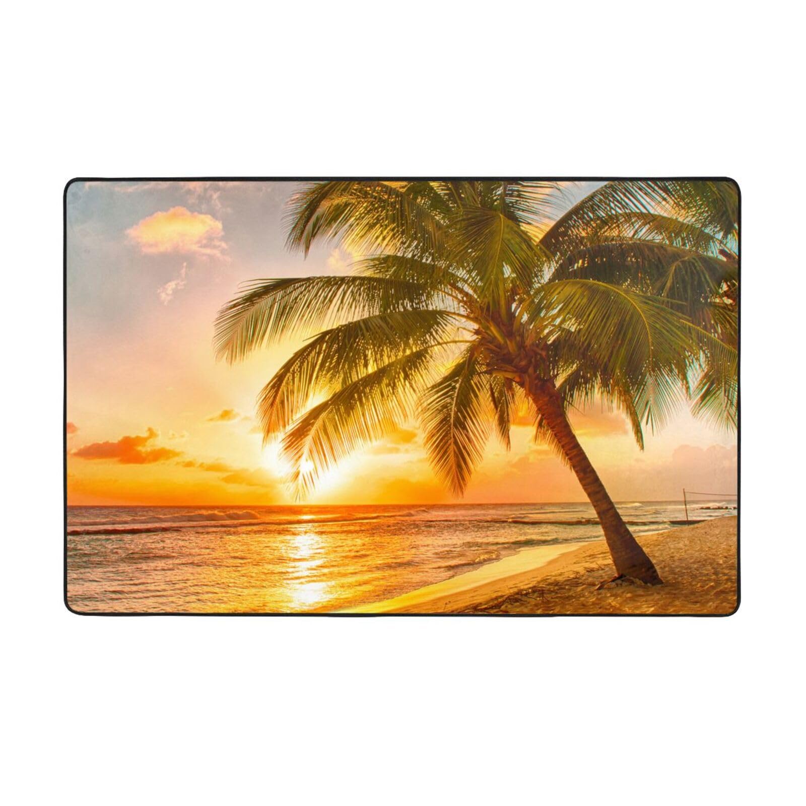 Tapis motif plage tropicale pour illuminer la chambre et la salle à manger