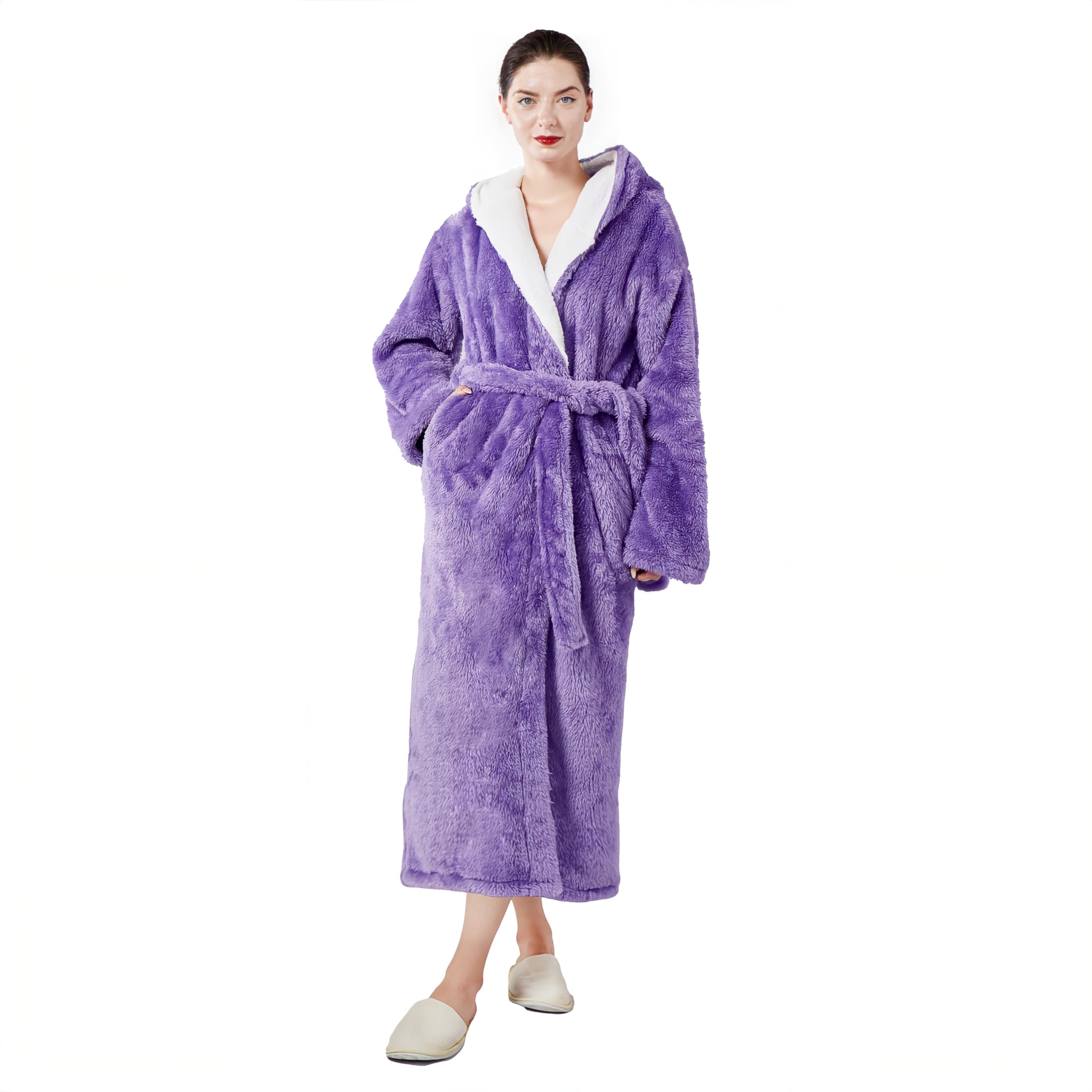 Skilydia Women's robes hooded winter warm with pockets soft bathrobe for women Cozy Spa Lounge wear ladies plush full length
