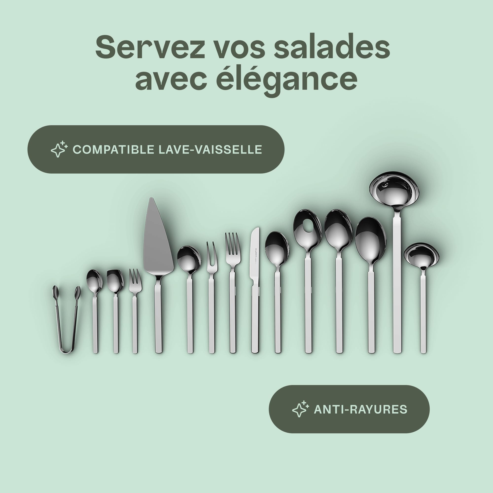 BergHOFF Home Coffrets de table – menagere 72 pièces – Service de table pour 12 personnes – couverts inox- cutlery set– Finition mate – Passe au lave-vaisselle