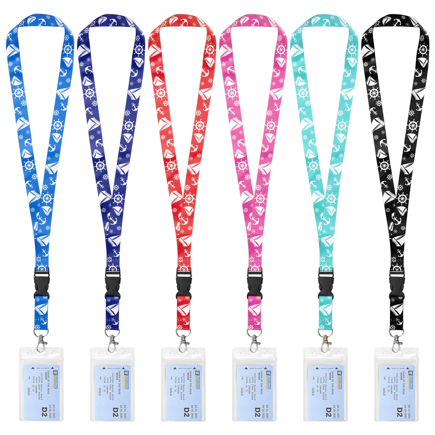 6 pcs Cruise Lanyard with Card Holder, Lanyards for Neck with Card Holder, Waterproof Clear PVC ID Badge Holder, for All Cruise Ship Essentials, Office School, Keychain Keys