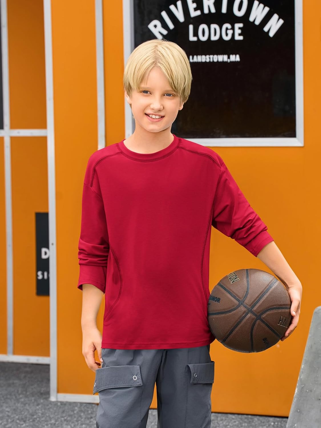 Haloumoning Boys Long Sleeve Shirts Kids Crewneck Oversized Casual Tees Fall Fashion Shirt Tops 5-14 Years - Image 5