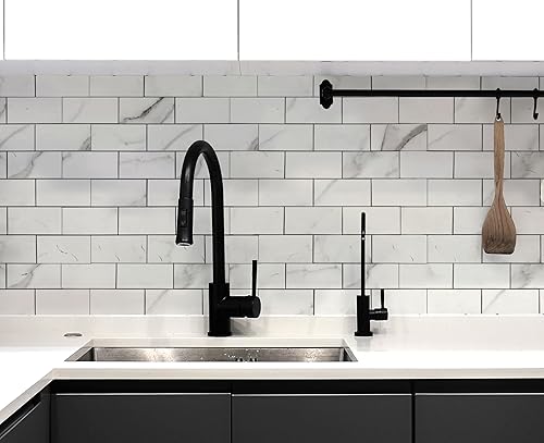 Miniatura 9 de Paquete de 10 azulejos de despegar y pegar para cocina, panel de madera más grueso de 11.3 x 11.5 pulgadas, para azulejos de baño, calcomanías de